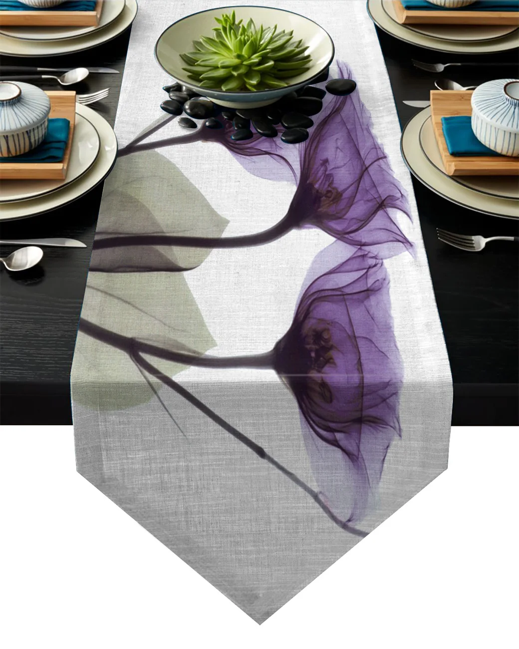 Фиолетовая Цветочная современная абстрактная Современная скатерть для