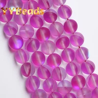 frosted austria fuchsia crystal moonstone glitter beads 6 12mm natural loose charm beads for jewelry making diy women bracelets