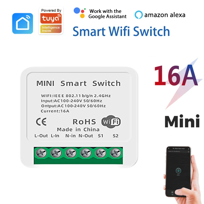 10А/16А мини Wifi переключатель DIY 2 полосный контроль таймер выключатели умный дом