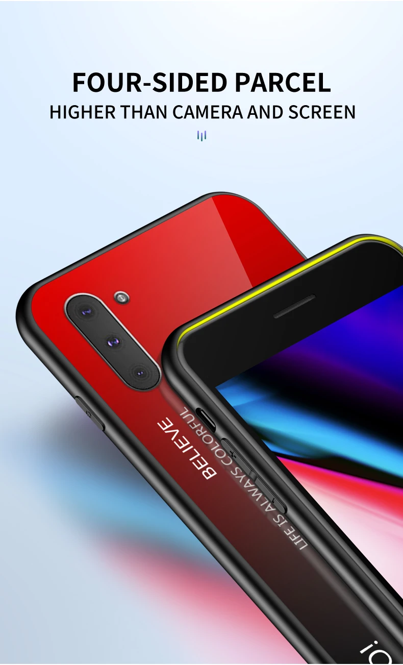 Градиентный чехол из закаленного стекла для телефона для samsung Примечание 10 плюс A70 A50 A80 S8 S9 S10 плюс S10e Note 9 8 S7 край A8 A6 плюс A7 чехол