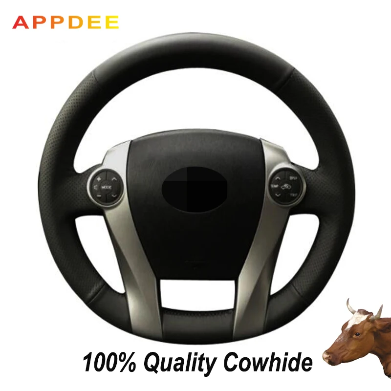 APPDEE черная натуральная кожа чехол рулевого колеса автомобиля для Toyota Prius 2009 2010 2011