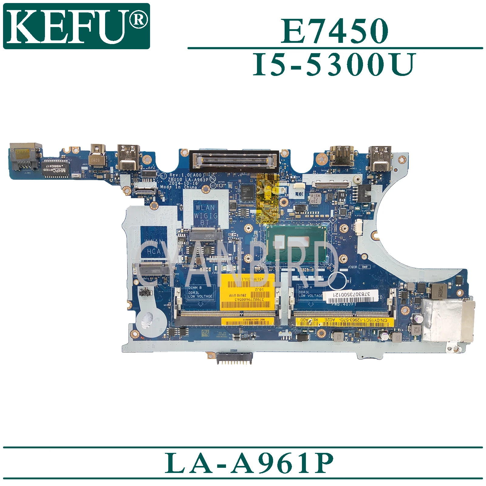 

KEFU LA-A961P оригинальная материнская плата для ноутбука Dell Latitude E7450 с I5-5300U материнская плата для ноутбука