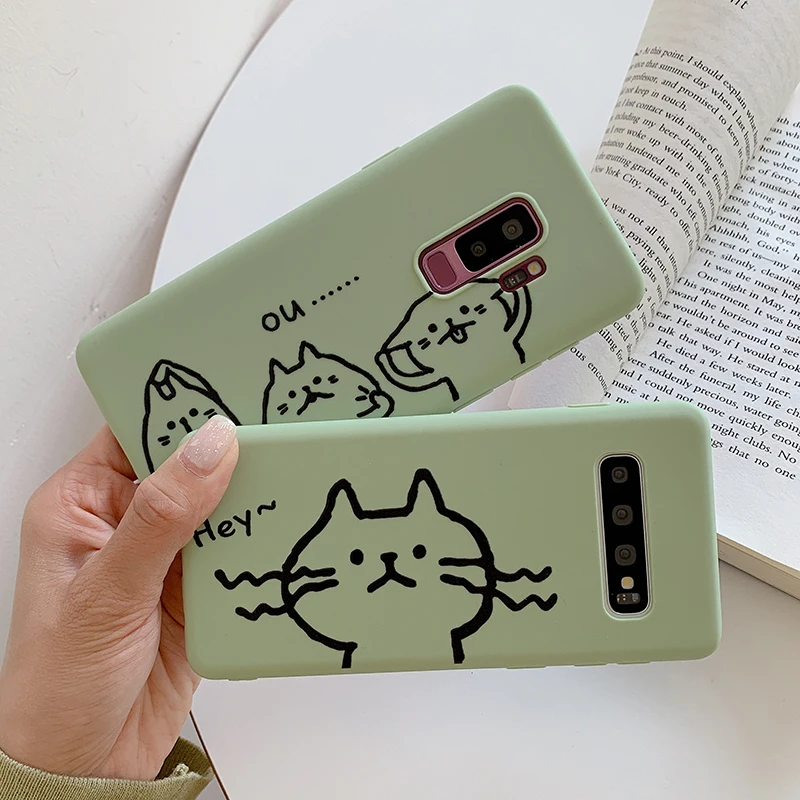 YHBBCASES Забавный рисунок милой кошки Чехол для телефона samsung S105G S8 S9 Plus мультфильм