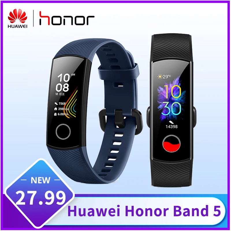 Оригинальный умный Браслет huawei Honor Band 5 оксиметр сенсорный экран AMOLED волшебный