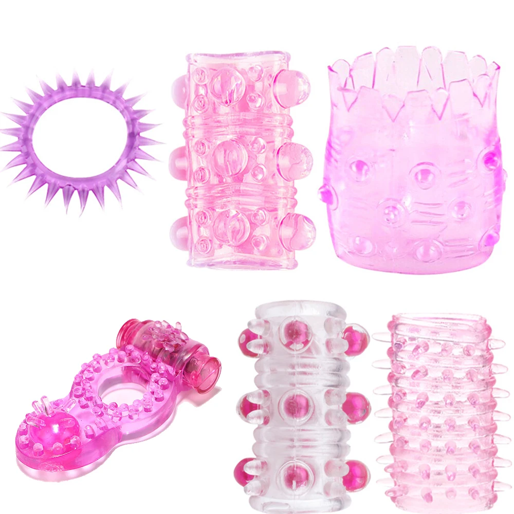 6 в 1 мягкое Силиконовое кольцо для пениса рукав эластичные вибрирующие кольца