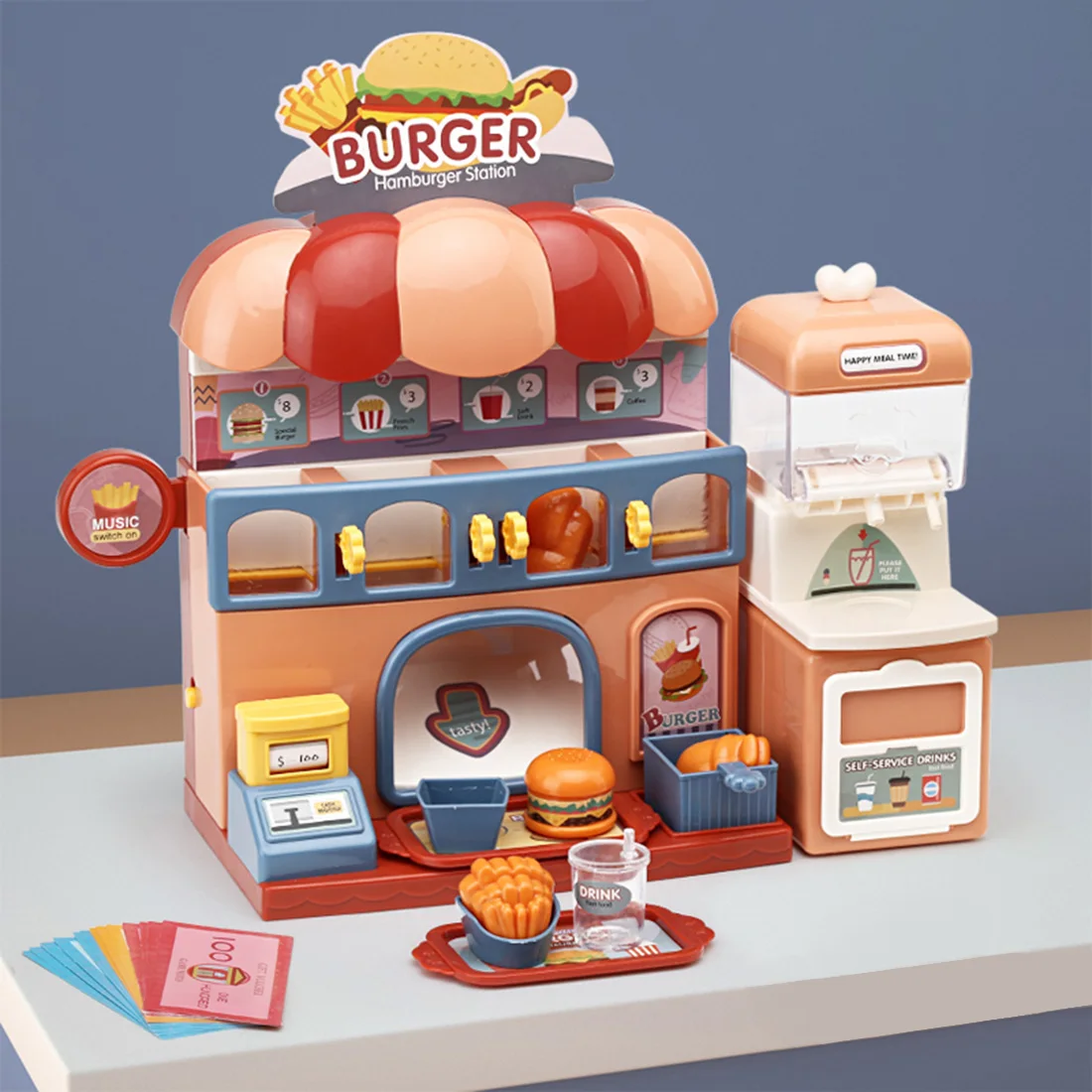 

13Pcs Children Pretend Playset Mini Hamburger Fast Food Store Toy Educational Pretend Play Toys Set For Kids Girls Birthday Gift