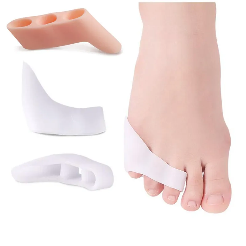 

2pcs Three-hole Little Toe Separator Overlapping Toes Bunion Blister Pain Relief Toe Straightener Protector Foot Care Tool