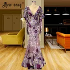 Женское винтажное вечернее платье-русалка, кружевное платье до пола с глубоким V-образным вырезом, платье для особых случаев, 2022