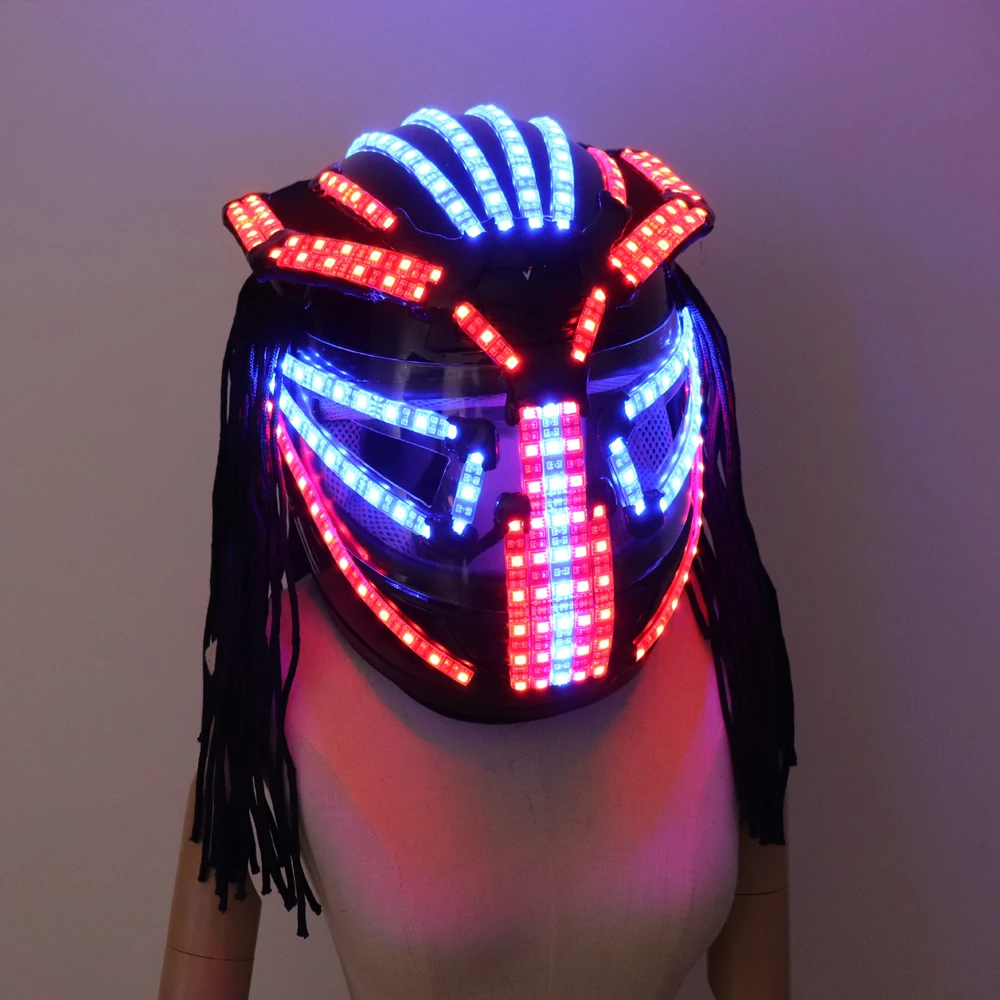 LED шлем певица сценическое платье наряды Броня светящаяся маска для лица шляпа