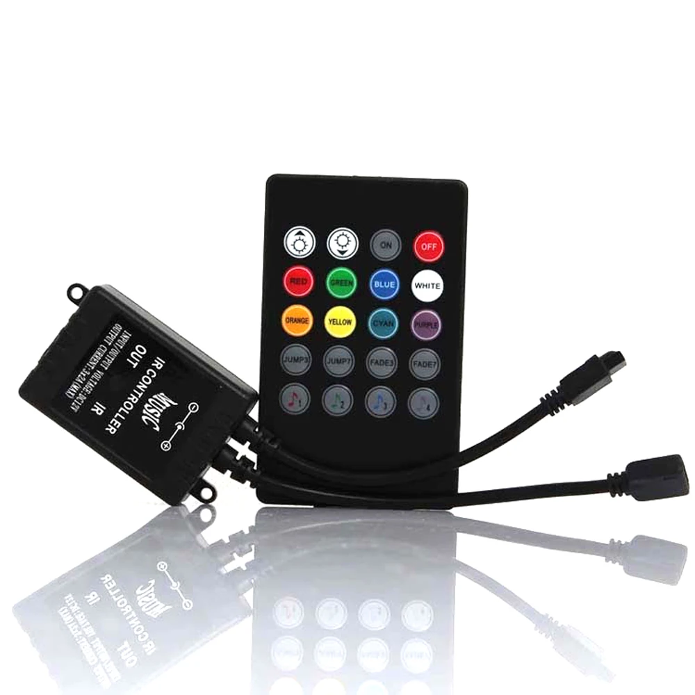 New 20 music keys IR controller black Remote sound sensor for 3528 5050 RGB LED strip Lights high quality 12V-24V with Battery | Лампы и