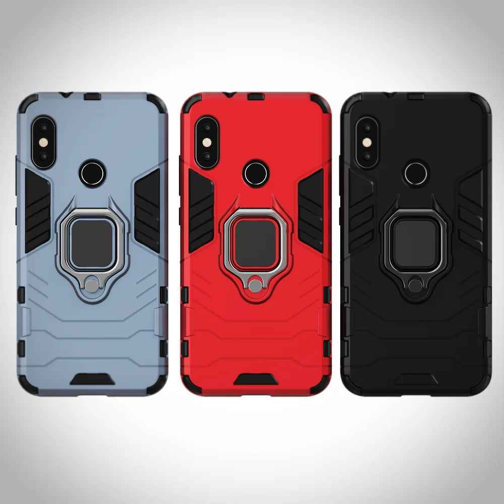 Чехол для Xiaomi Redmi 6 pro Mi A2 Lite с кольцом-подставкой силиконовый + ПК задняя крышка