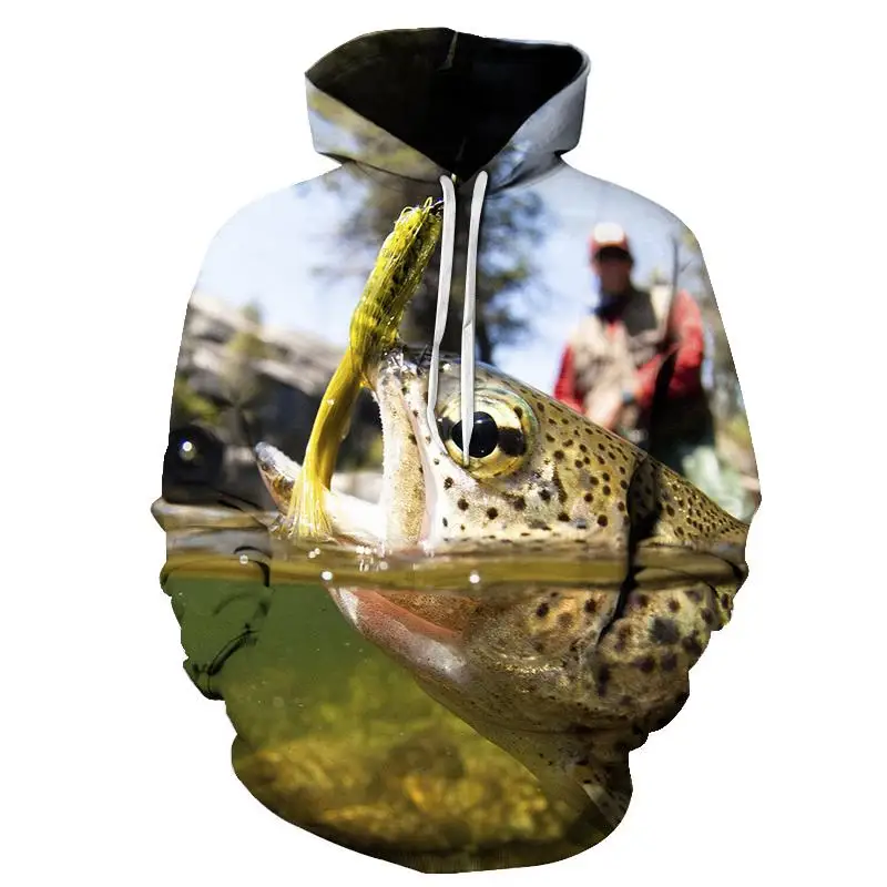 Забавная Толстовка рыбалки с тропическими рыбками Мужская и Женская толстовка