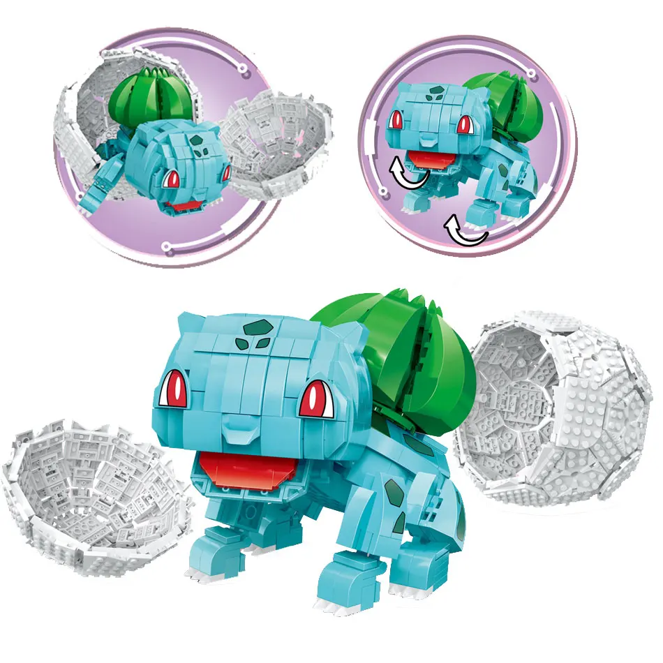 

926pcs Anime Pokemon Miniature Vine Frog Micro Building Block Creator Mini Animal wIth Egg Bricks Toys For Children