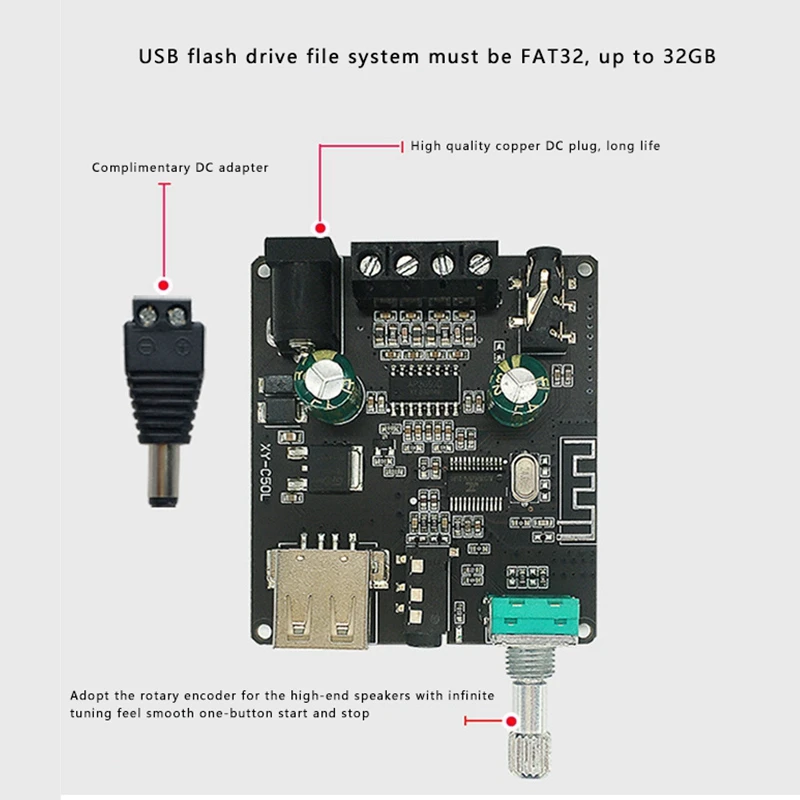 YX-C50L Bluetooth 5 0 панель усилителя сабвуфера Плата высокой мощности звука