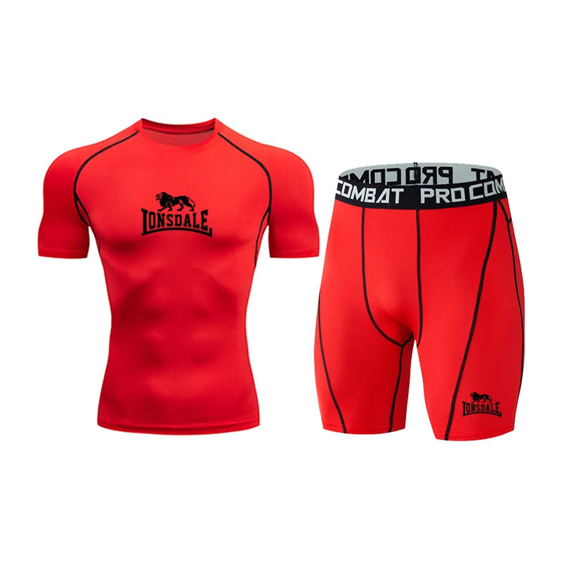 

Men's 2-Piece Gym Fitness Training Compression Shaping Sweat Wicking Suit Outdoor Running Jogging Comprehensive Sports T-Shirt