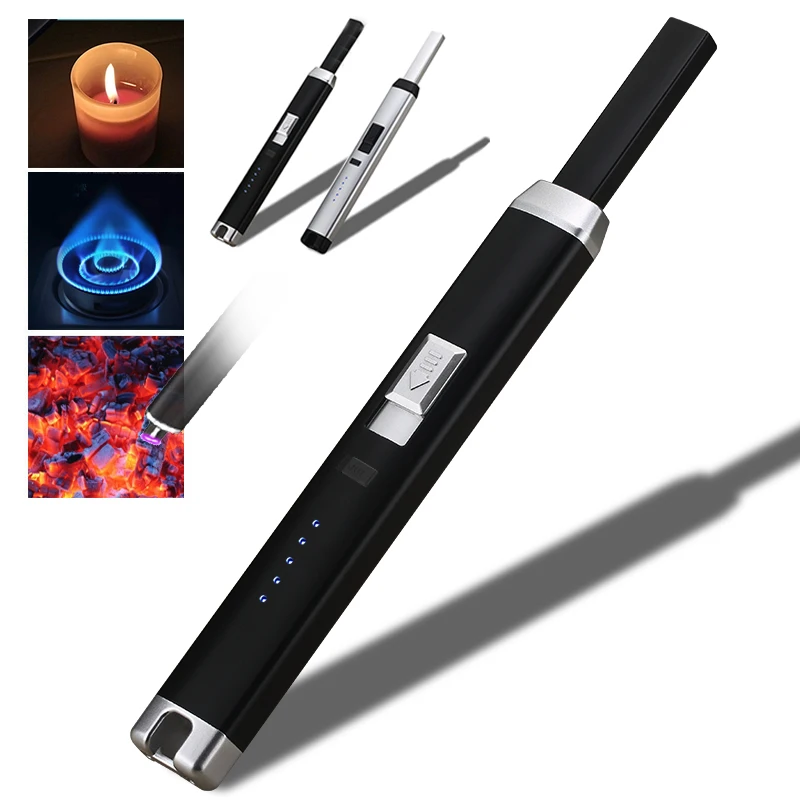 Ветрозащитная плазменная электрическая зажигалка с USB зарядкой Длинные кухонные