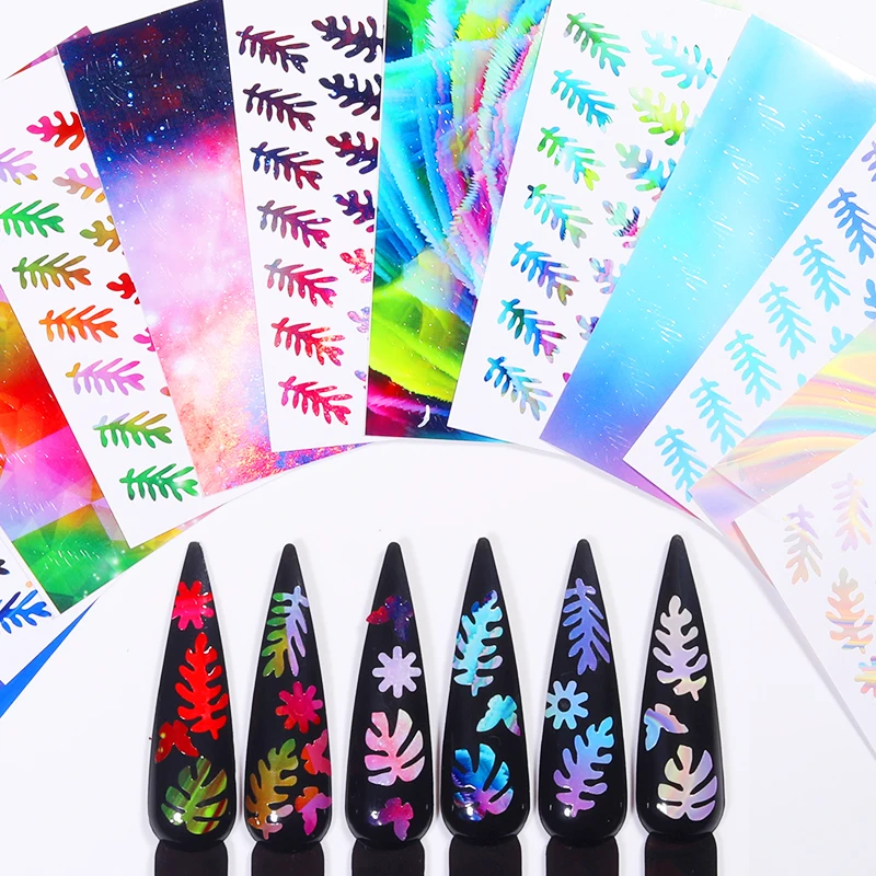 1 лист стикеров для ногтей цветные наклейки с разноцветными узорами 3D дизайна
