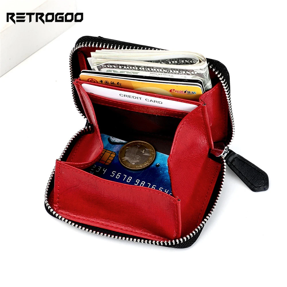 Genuine Leather Women Coin Purse Small Wallet RFID Blocking Credit Card Short Wallet Mini Money Bag Girl Coin Purse Cow Leather