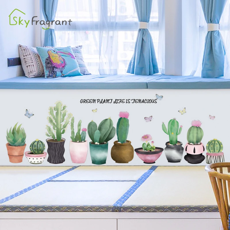 

Nordic ins wall sticker succulent plants baseboard self-adhesive stickers creative home decoration wall decor room decoration
