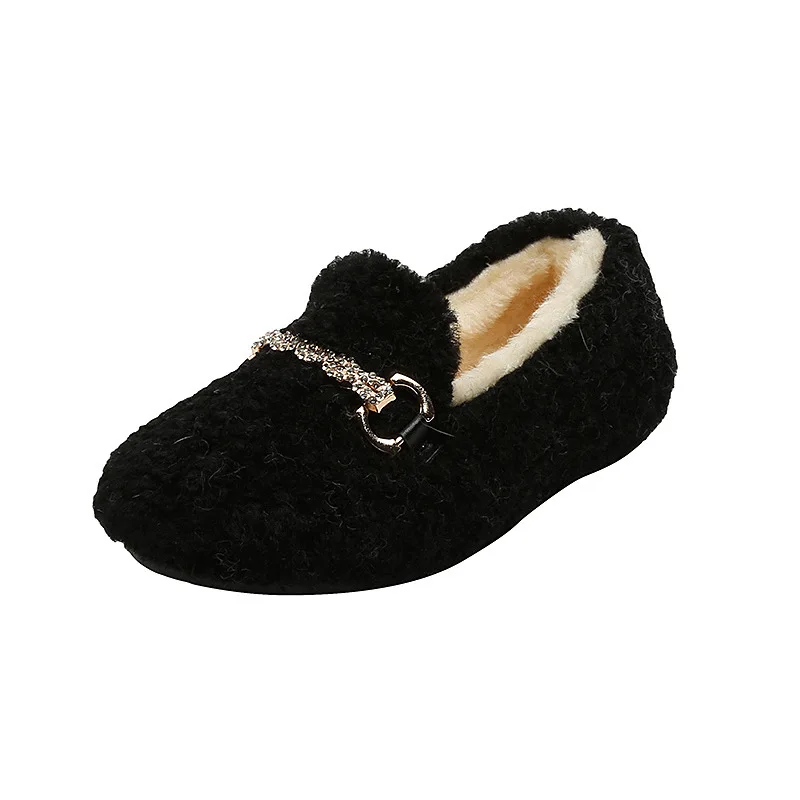 

Детская шерстяная осенне-зимняя новая Корейская версия с мехом для девочек интегрированная плюшевая хлопковая обувь для маленьких девочек...