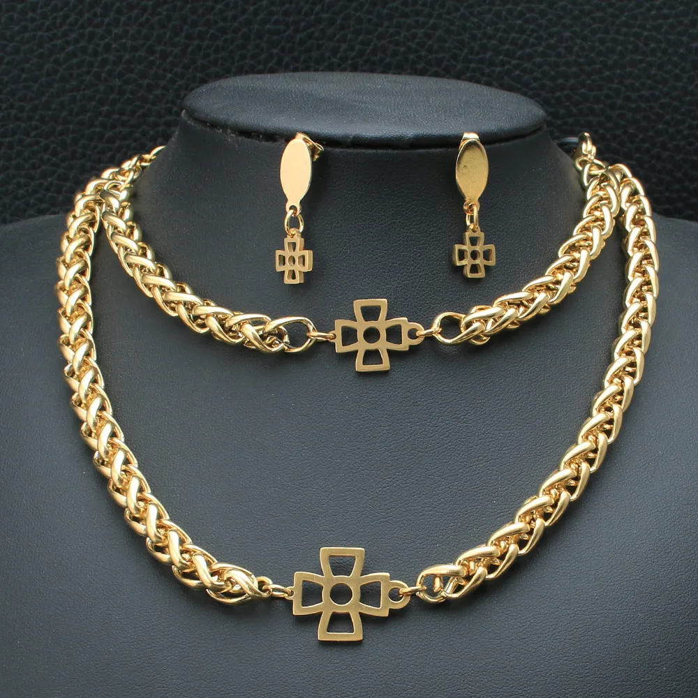 Модные Винтажные Ювелирные изделия из нержавеющей стали покрытые золотом