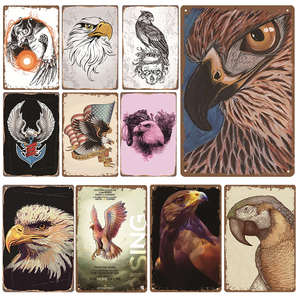 

Винтажные Металлические Оловянная табличка Hawk плакаты ретро постеры с животными плакаты металлические настенные художественные декорати...