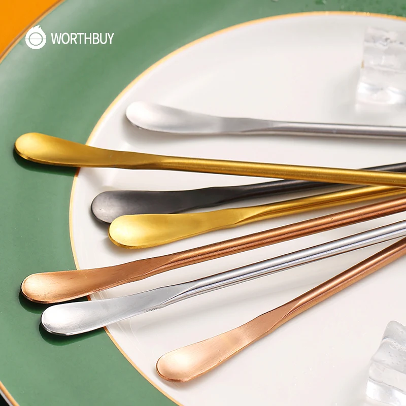 

WORTHBUY Long Handle Coffee Spoon 18/8 Stainless Steel Coffee Scoops Ice Cream Dessert Tea Spoon Kitchen Coffee Accessories
