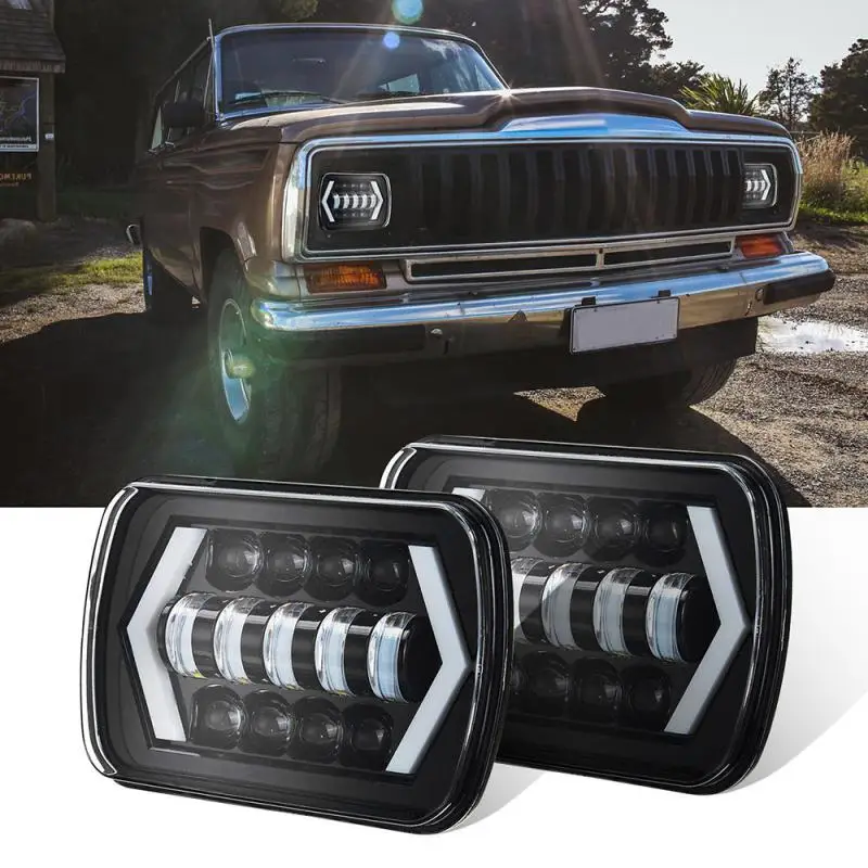

55W 7inch Car Auto LED Headlight Jeep Head Light Led Projector Headlight Hi-Lo Beam Halo DRL Car Headlamp For Jeep Cherokee XJ
