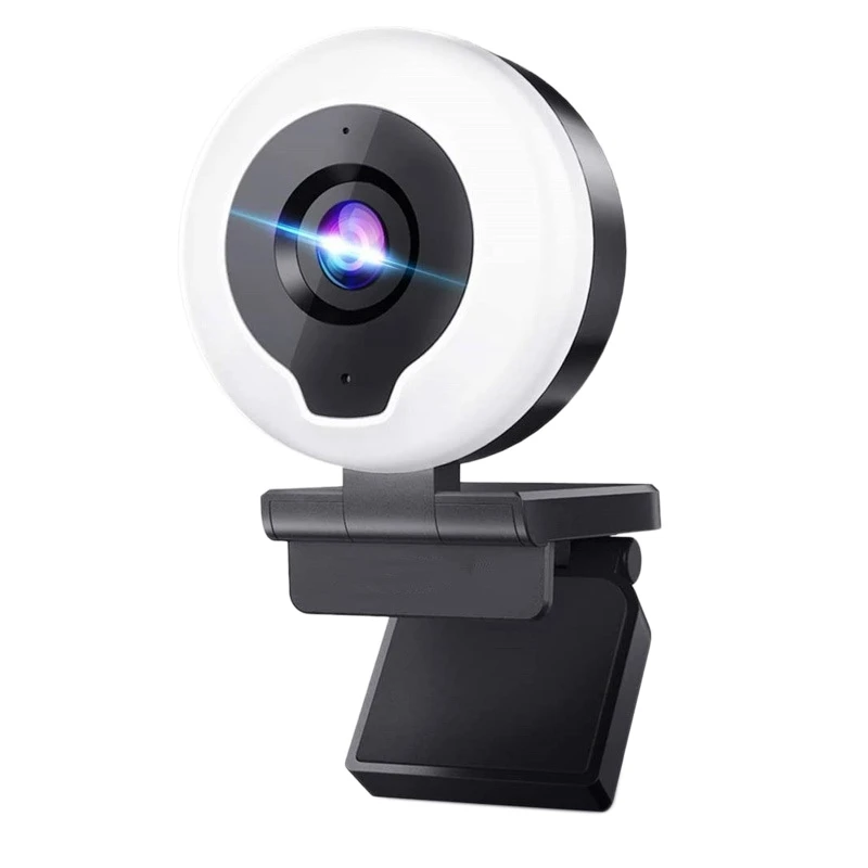 

1080P Webcam With Microphone Adjustable Ring Light Autofocus Computer Camera USB Plug And Play Streaming Webcam