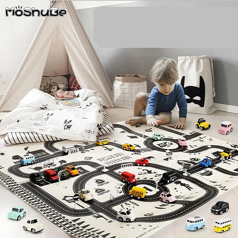 Игровой коврик с картой скандинавского города 130*100 см городская автостоянка