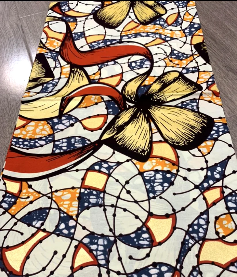 

Soft Pagne Original African Real Wax Fabric Gold Batik High Quality Ankara 6yards For Party Dress