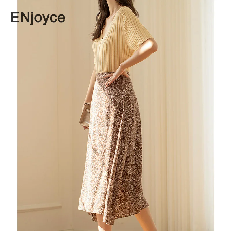 

Women Vintage Floral Print High Waist Skirt Korean Style Fashion Chiffon A-line Skirts 2021 Spring Summer Casual Long skirt