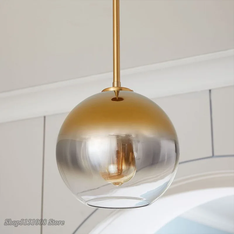 Lámpara colgante moderna de plata clara para cocina, luz LED con bola de cristal dorada, nórdica, decoración para sala de estar y comedor