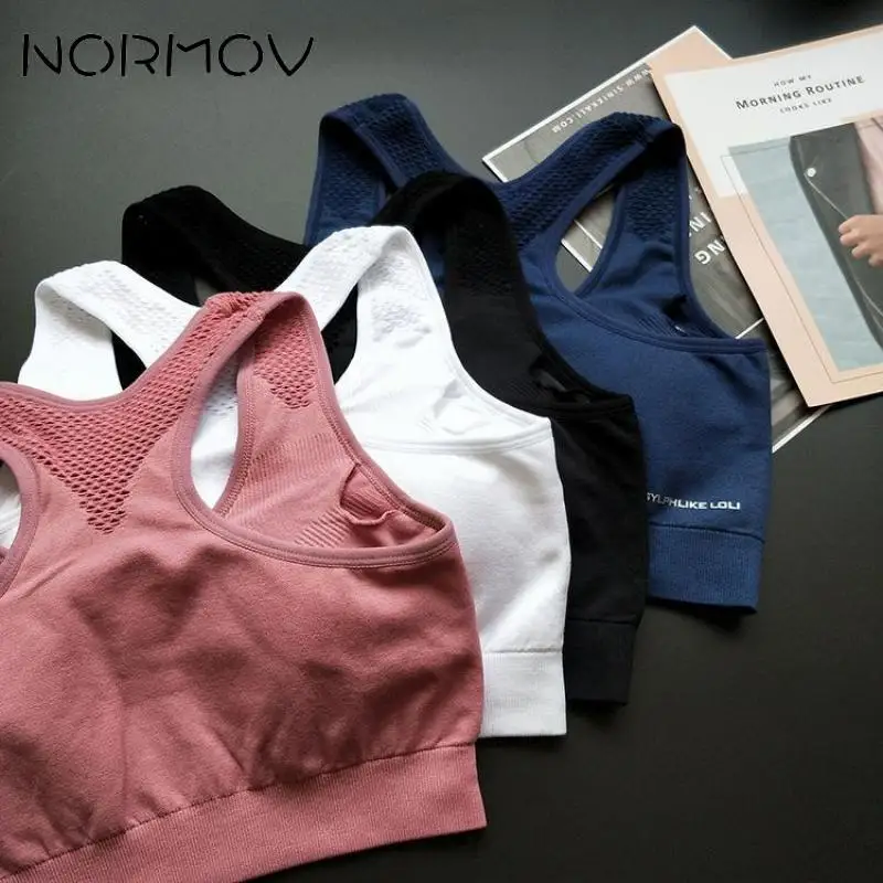 NORMOV, спортивный бюстгальтер, топ для фитнеса, женский укороченный топ для бега, розовый бюстгальтер с мягкими чашечками для тренировок, бюстгальтер для йоги, мягкое нижнее белье, жилет