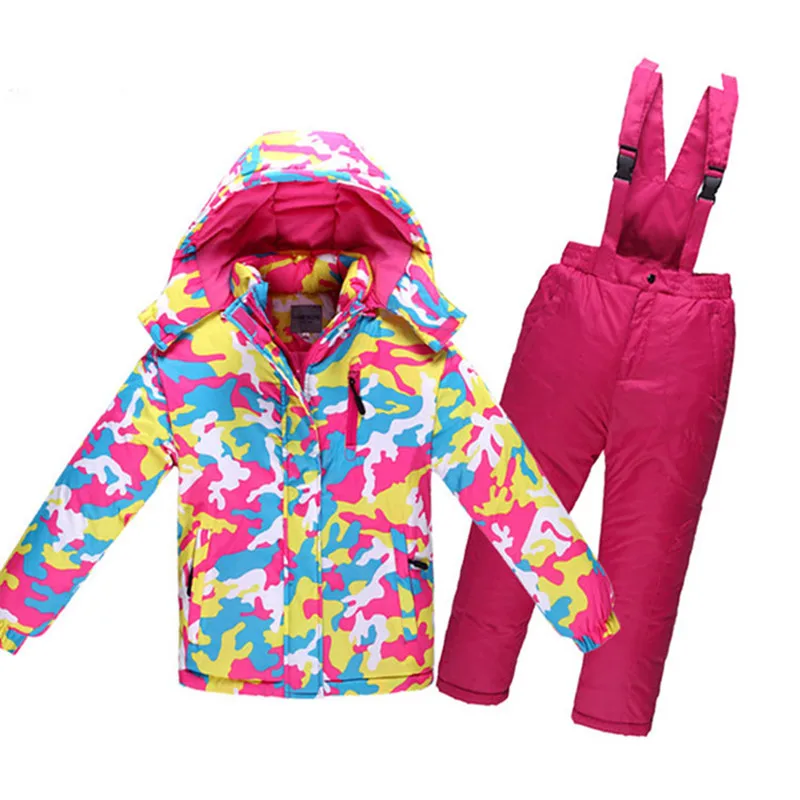 Детский комплект зимней лыжной одежды утепленный теплый лыжный костюм куртка и