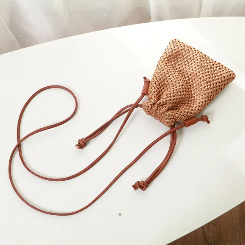 

2019 Newest Hot Women Straw Woven Bag Summer Beach Rattan Shoulder Bags Wicker Weave Handbag Crossbody Mini Messenger Phone Bag