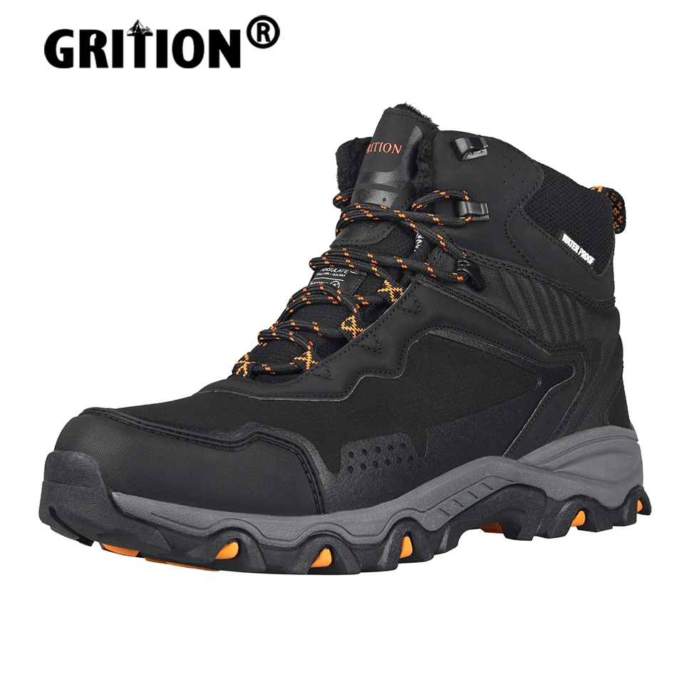 GRITION Mens Hiking Ankle Trekking Boots Waterproof Sneakers Warm Winter Hunting Shoes Mountain Tactical Outdoor Non Slip 2020