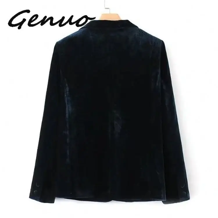 Шикарный темно-зеленый бархатный OL пиджак на одной пуговице женские костюмы с