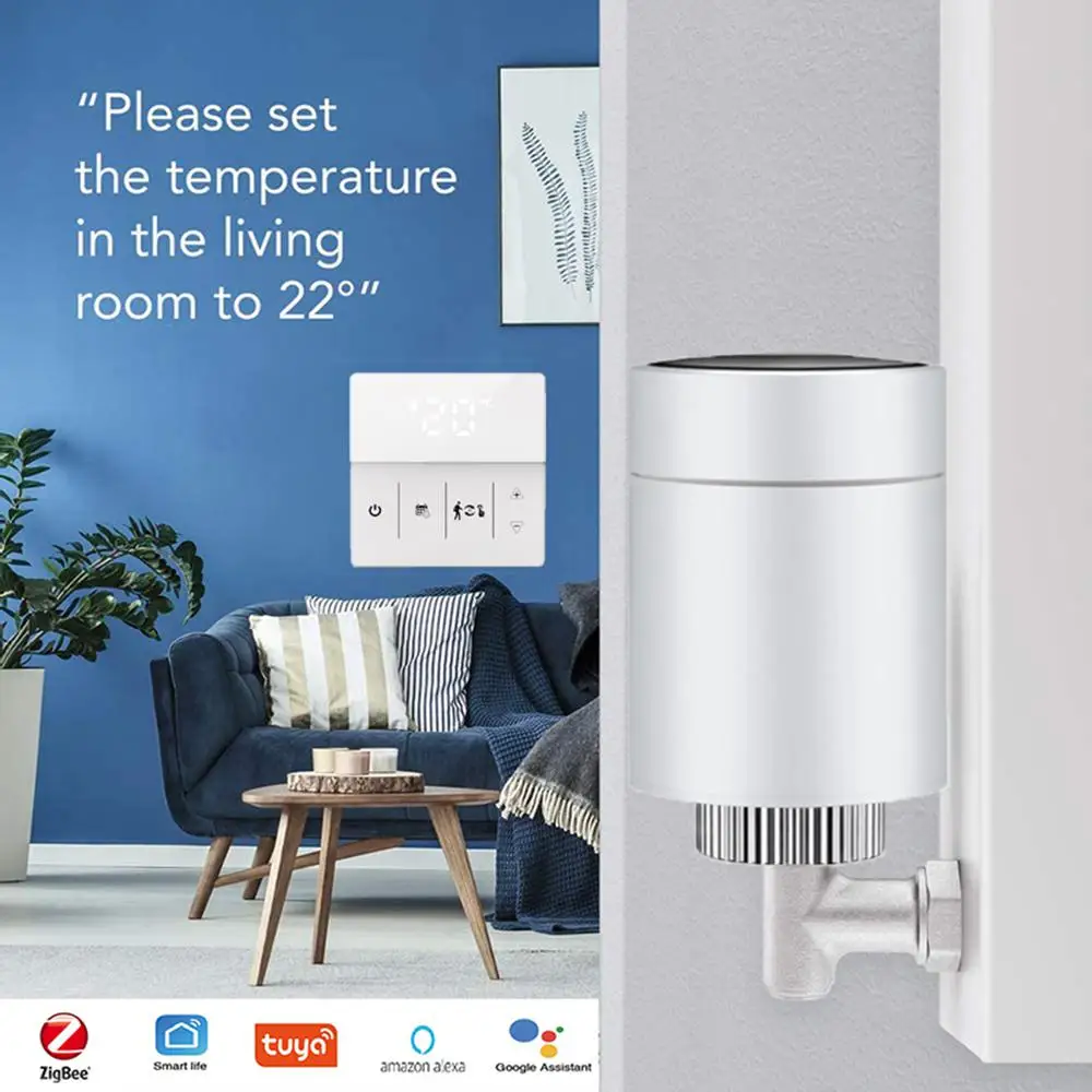 

Умный клапан радиатора Tuya ZigBee3.0, умный программируемый термостат с контроллером температуры TRV и Alexa