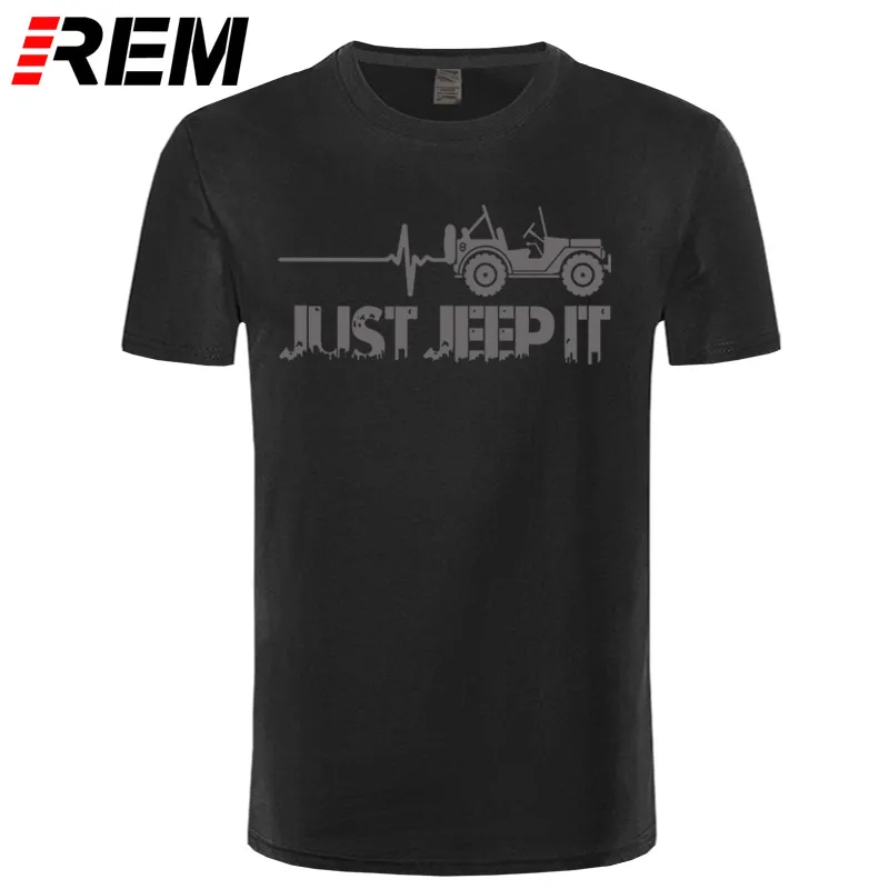 black gray Футболка с принтом «Just Jeeps It Heartbeat», новая модная летняя футболка с круглым вырезом и надписью «Sunlight» - Цвет: black gray