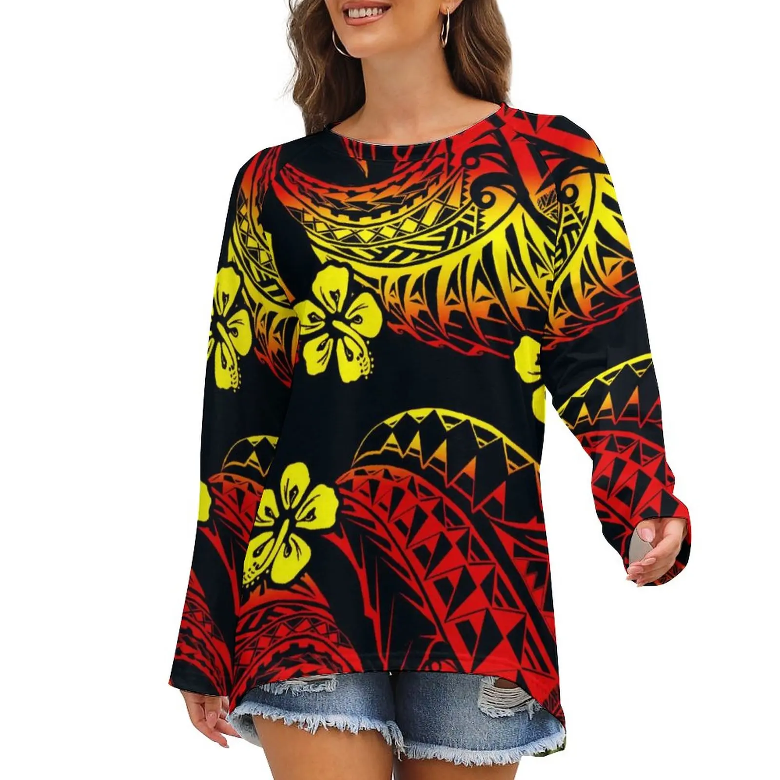 

Высококлассная отличная сухая посадка полинезийское самоанское супердешевая зимняя женская футболка с рисунком под заказ