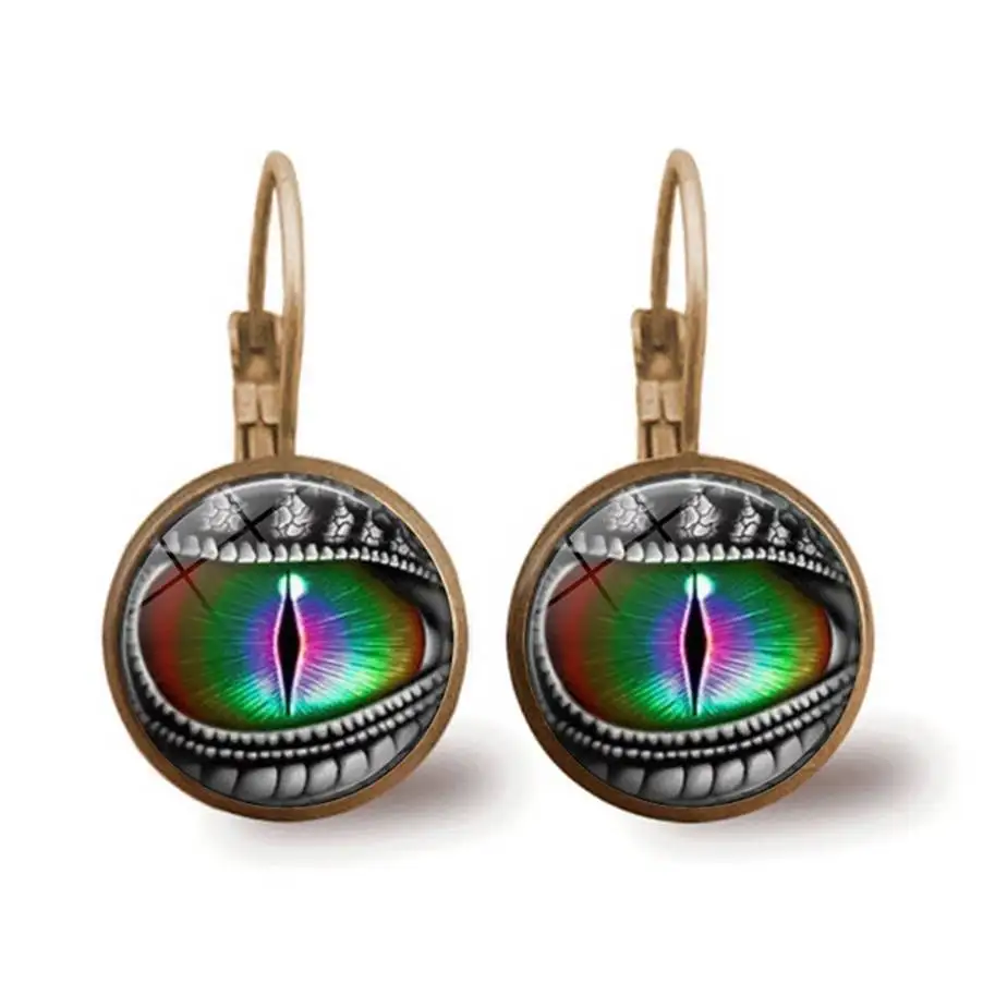 Индивидуальная уникальная Дракон кошачий глаз бронза Мода Стекло кабошон