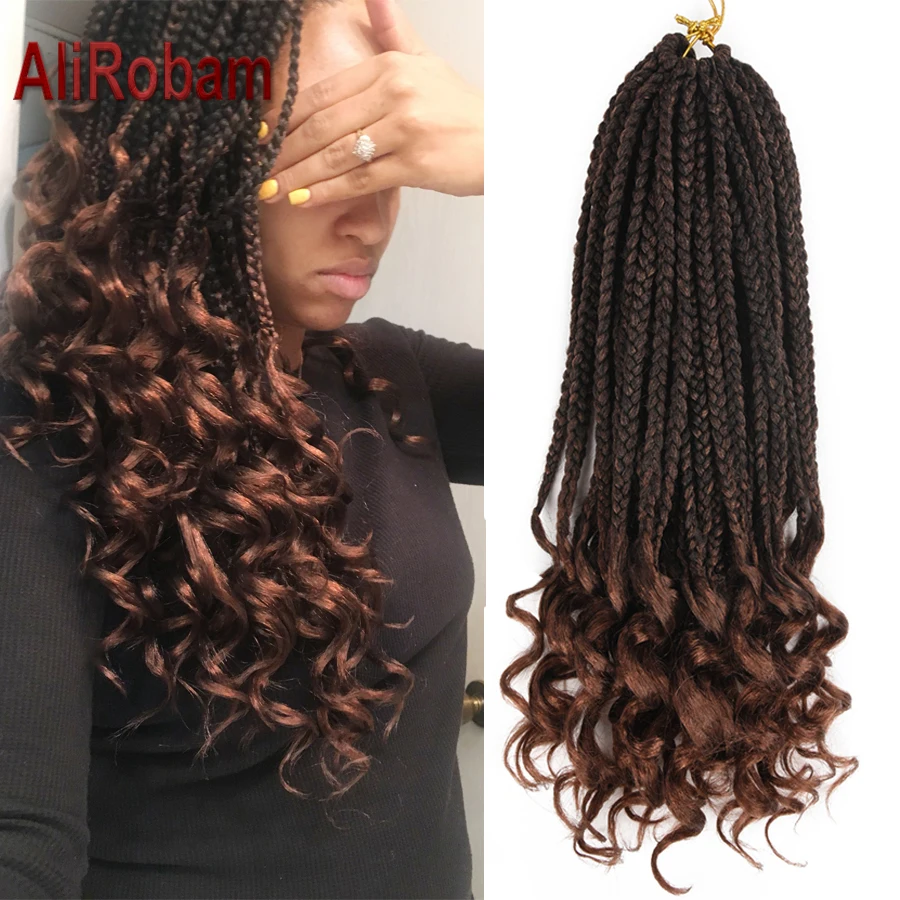 AliRobam Crochet Box Braid Goddess Messy Boho Synthetic Hair extensions 14 18 24inch 22 strands/pc Braids Black Twist |