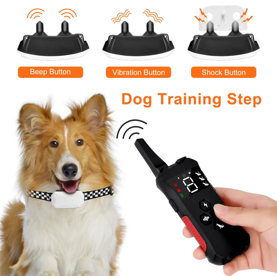 

Electric Dog Training Collar 800m Control Waterproof Rechargeable LCD Display Dog Stop Barking Vibration Collar Dog Collar