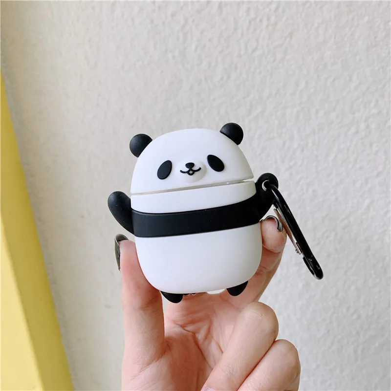 panda-happy 3D чехол с милой пандой для Apple AirPods 2 Силиконовый чехол для наушников для Apple Air Pods с крючками мультяшный чехол с пандой s Hoesje - Цвет: panda-happy