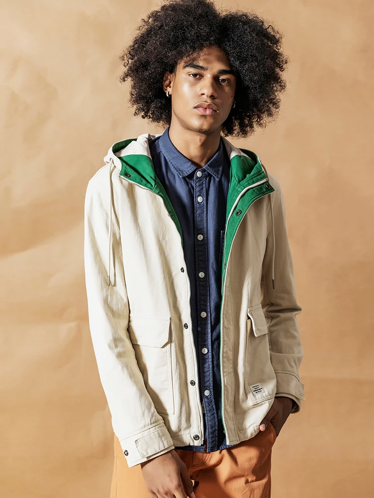 Мужская куртка SIMWOOD повседневная из 100% хлопка с карманами весенняя 190092|Мужские