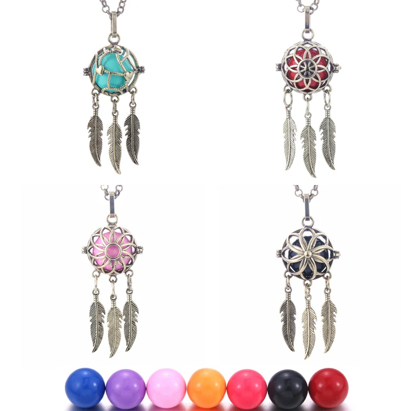 

New Bronze Aromatherapy jewelry Dream Catcher Necklace perfume Essential Oil Diffuser lockets Pregnant Women Pendant Necklace