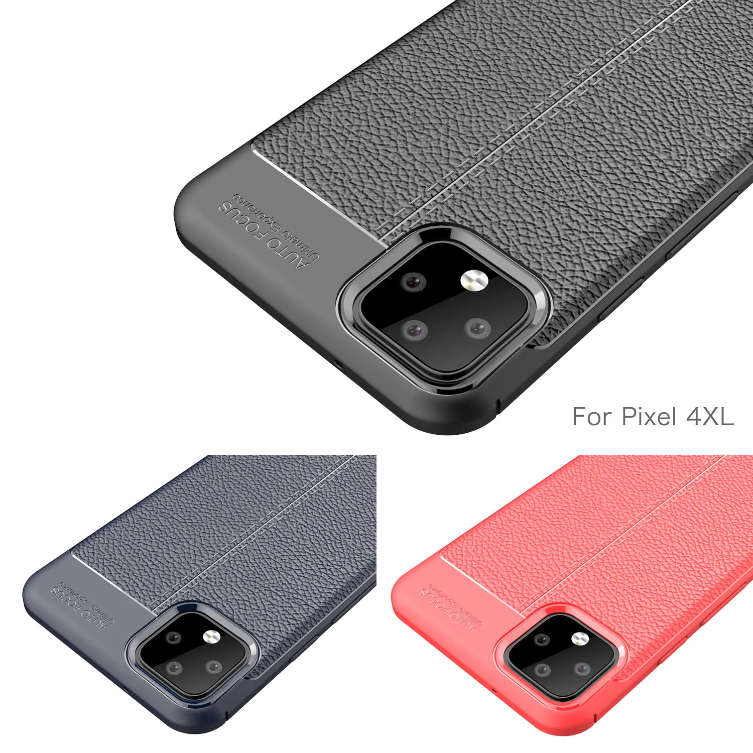 Plain Case For Google Pixel 4 3 3a 2 XL Phone Cover Slim Litchi Textured TPU Leather Back Shell |