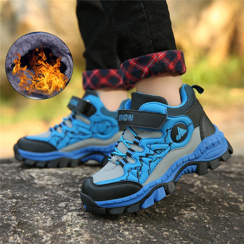 FLARUT Kids/зимняя обувь для мальчиков Обувь пеших прогулок Теплая спортивная с мехом