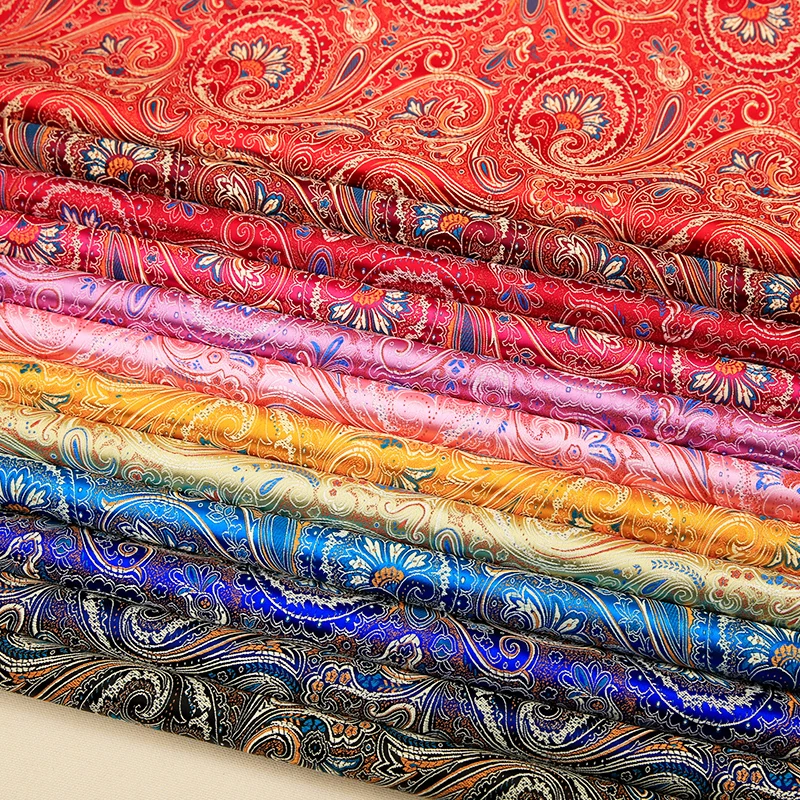 Ткань из жаккардовой ткани атласная шелковая одежда с цветами материал для шитья